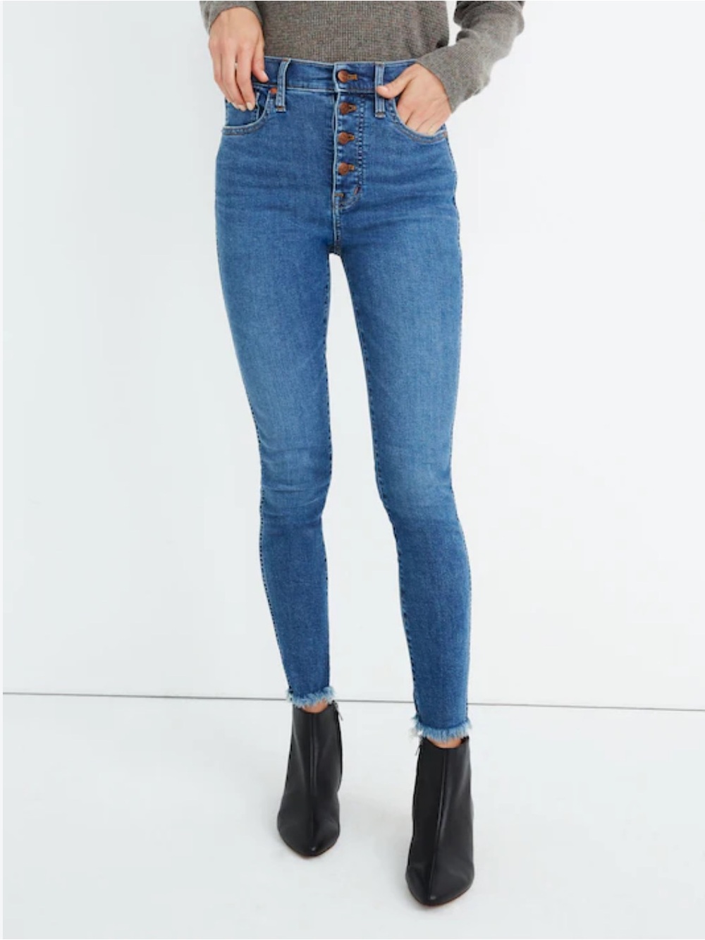 Madewell 10” High Rise Skinny Jeans Button Front